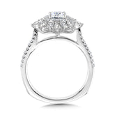 Floral Double Halo Diamond Engagement Ring